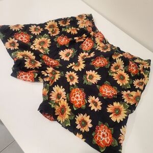 100% silk shorts sunflowers